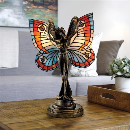 Design Toscano Butterfly Fairy Tiffany-Style Stained Glass Illuminated Sculpture TF10020